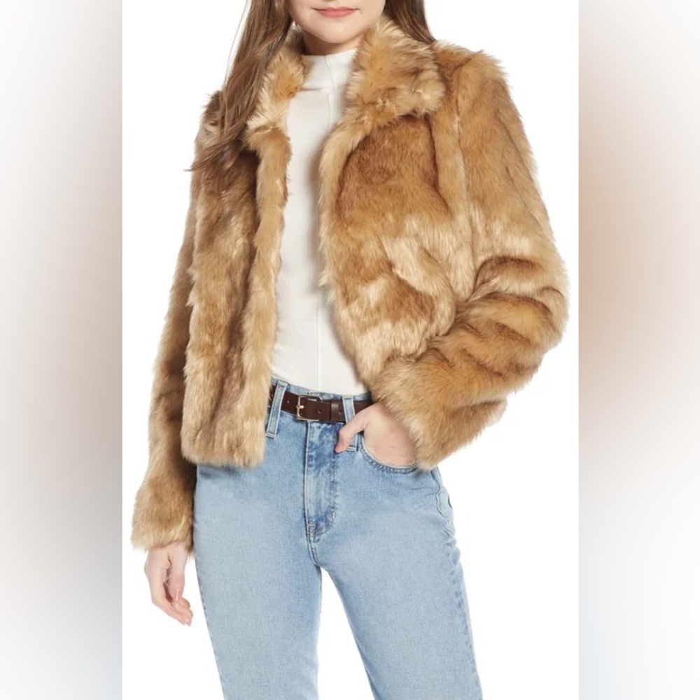 NEW Something Navy Faux Fur Short Jacket Coat Winter Luxurious SOFT Cozy Warm